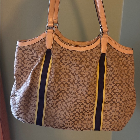 Coach Brown and Navy Shoulder Bag - Picture 3 of 4